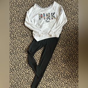PINK Yoga Leggings and Sweatshirt Set